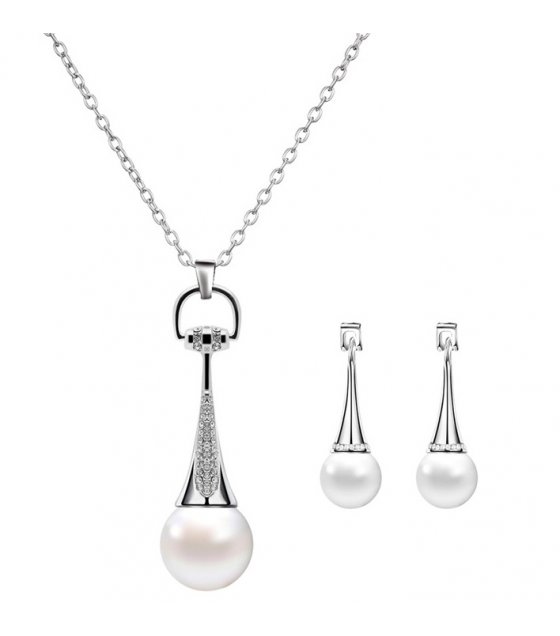 SET506 - Bright Pearl Necklace Earring Set